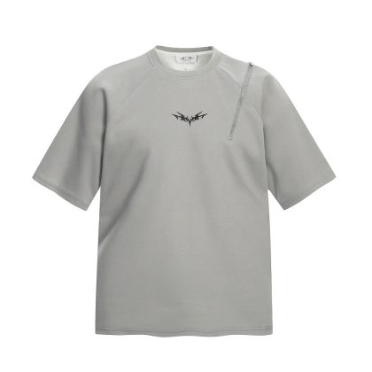 Zip-Detail Graphic Cotton Tee