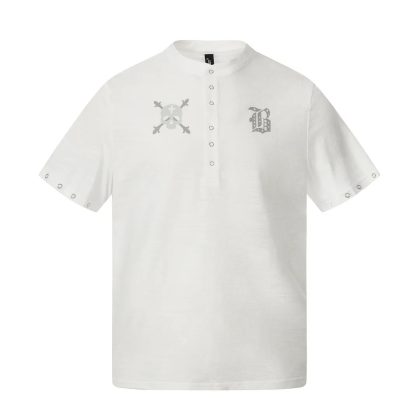 Retro-Bronze Button Henley Shirt